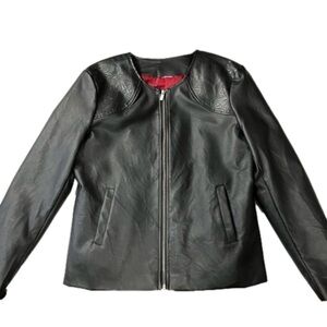 Vintage Avon Women’s Zip up faux leather jacket with embossed floral details